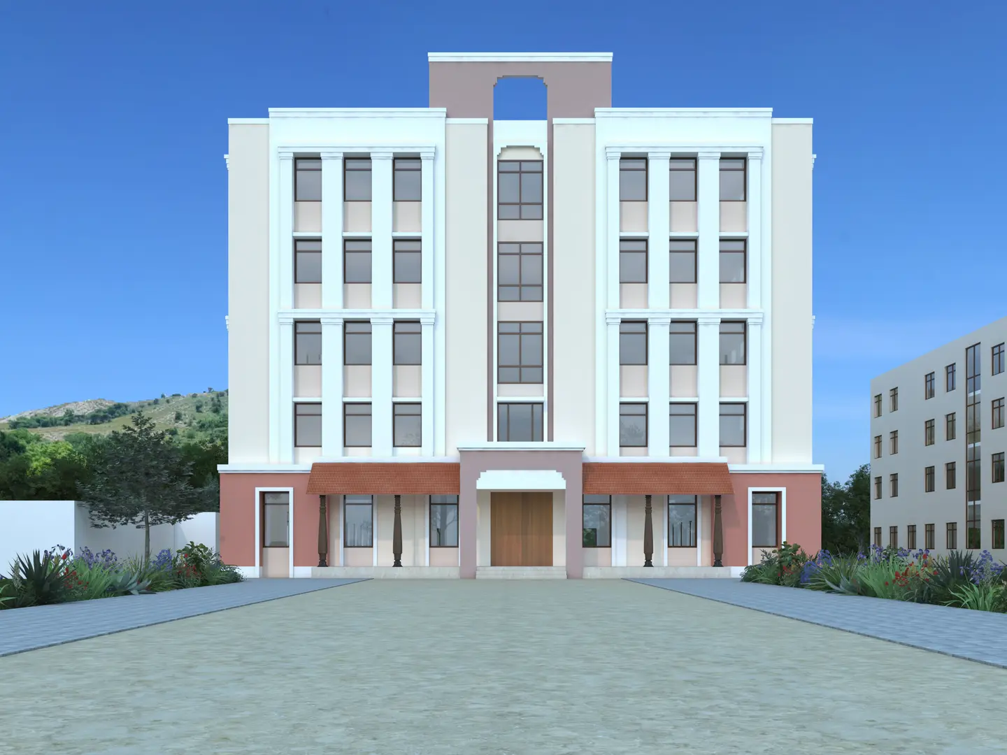 TCE ongoing hostel — architectural 3D render