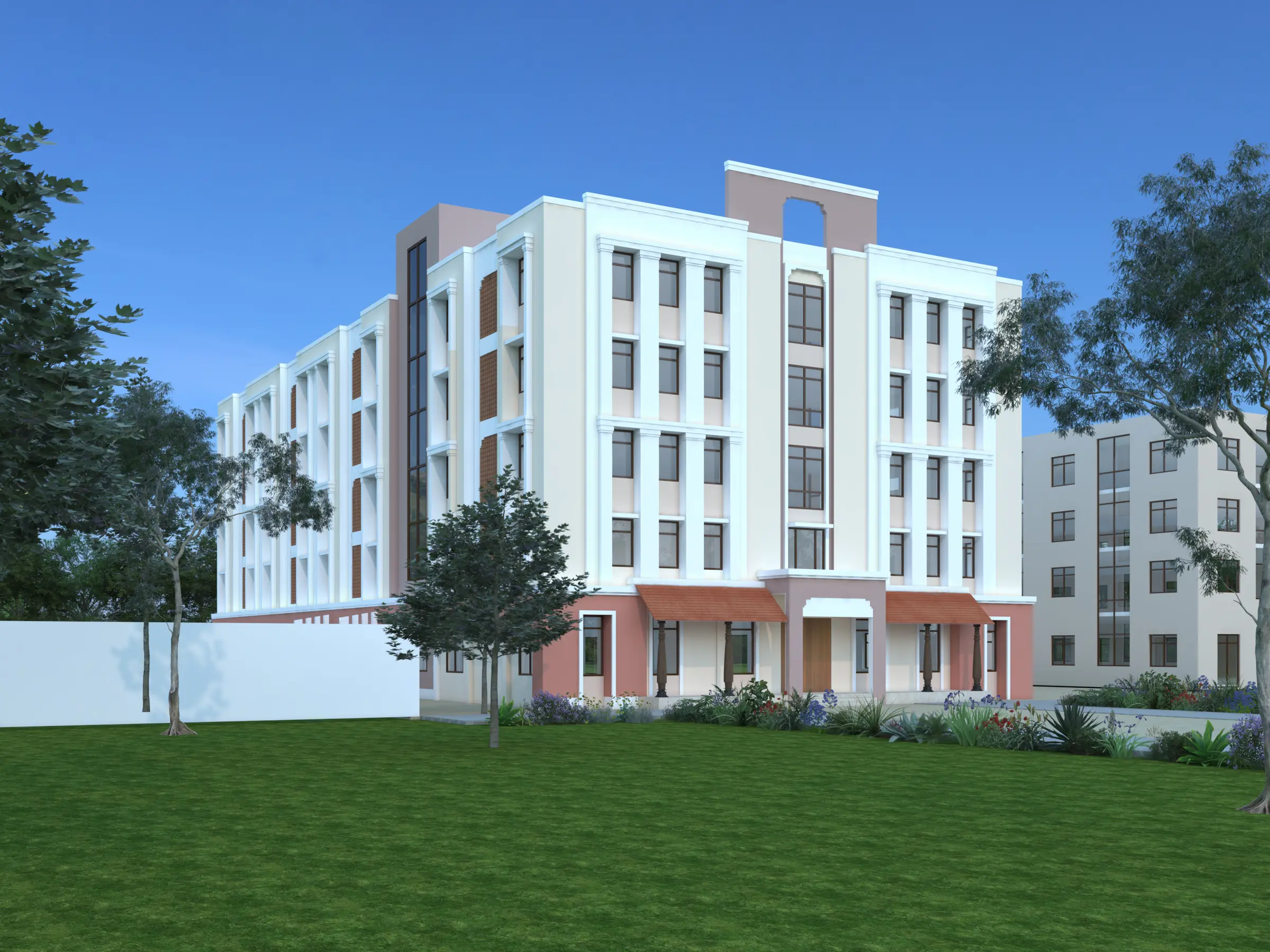TCE ongoing hostel — architectural 3D render