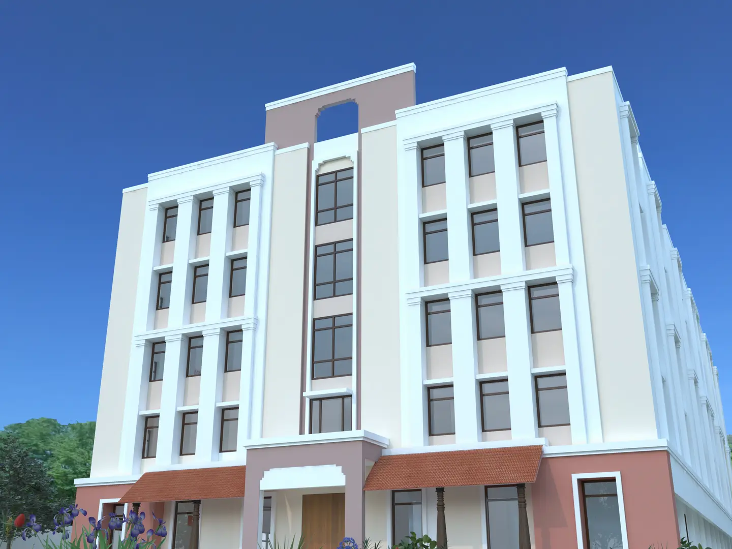 TCE ongoing hostel — architectural 3D render
