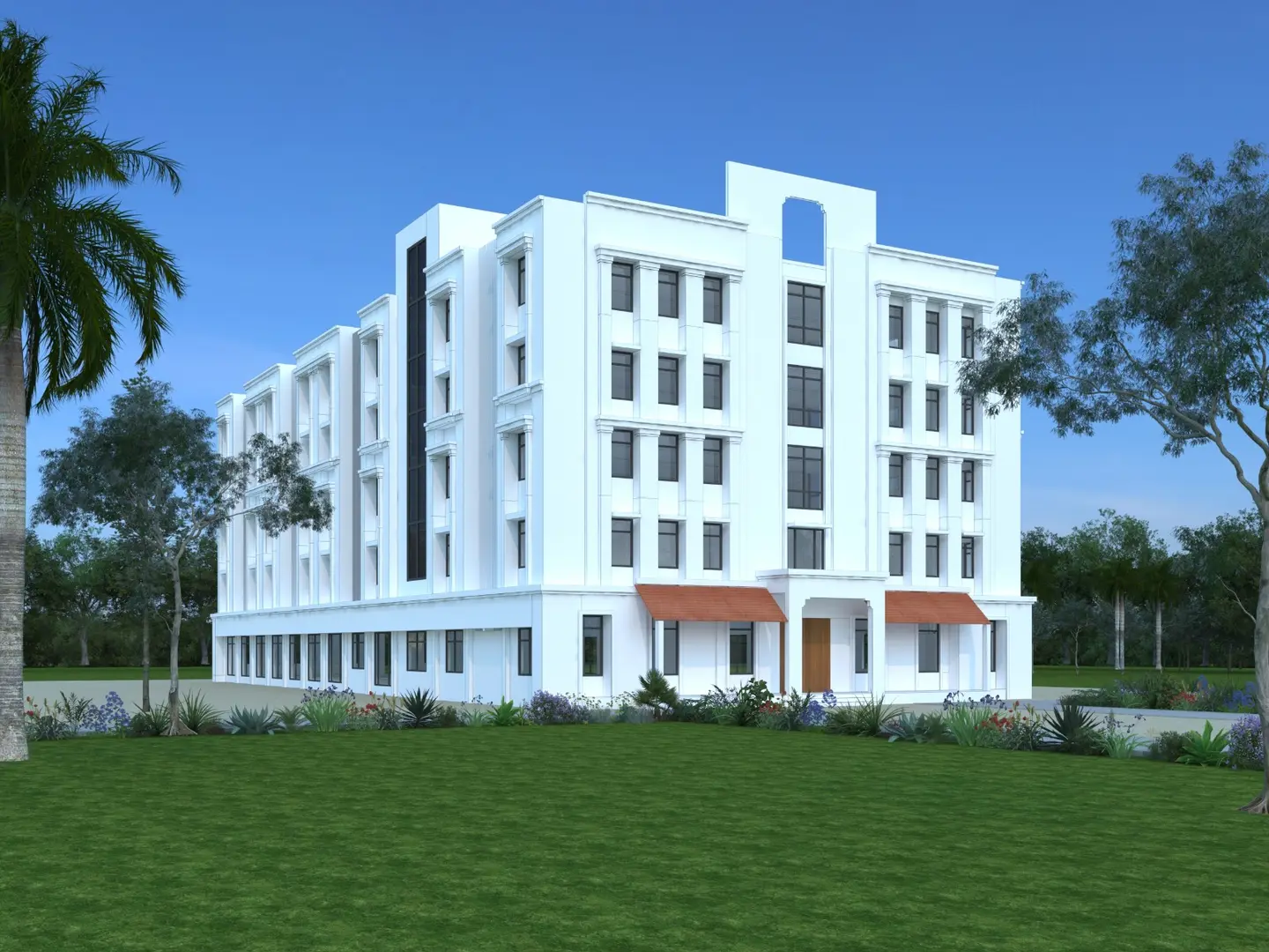 TCE ongoing hostel — architectural 3D render