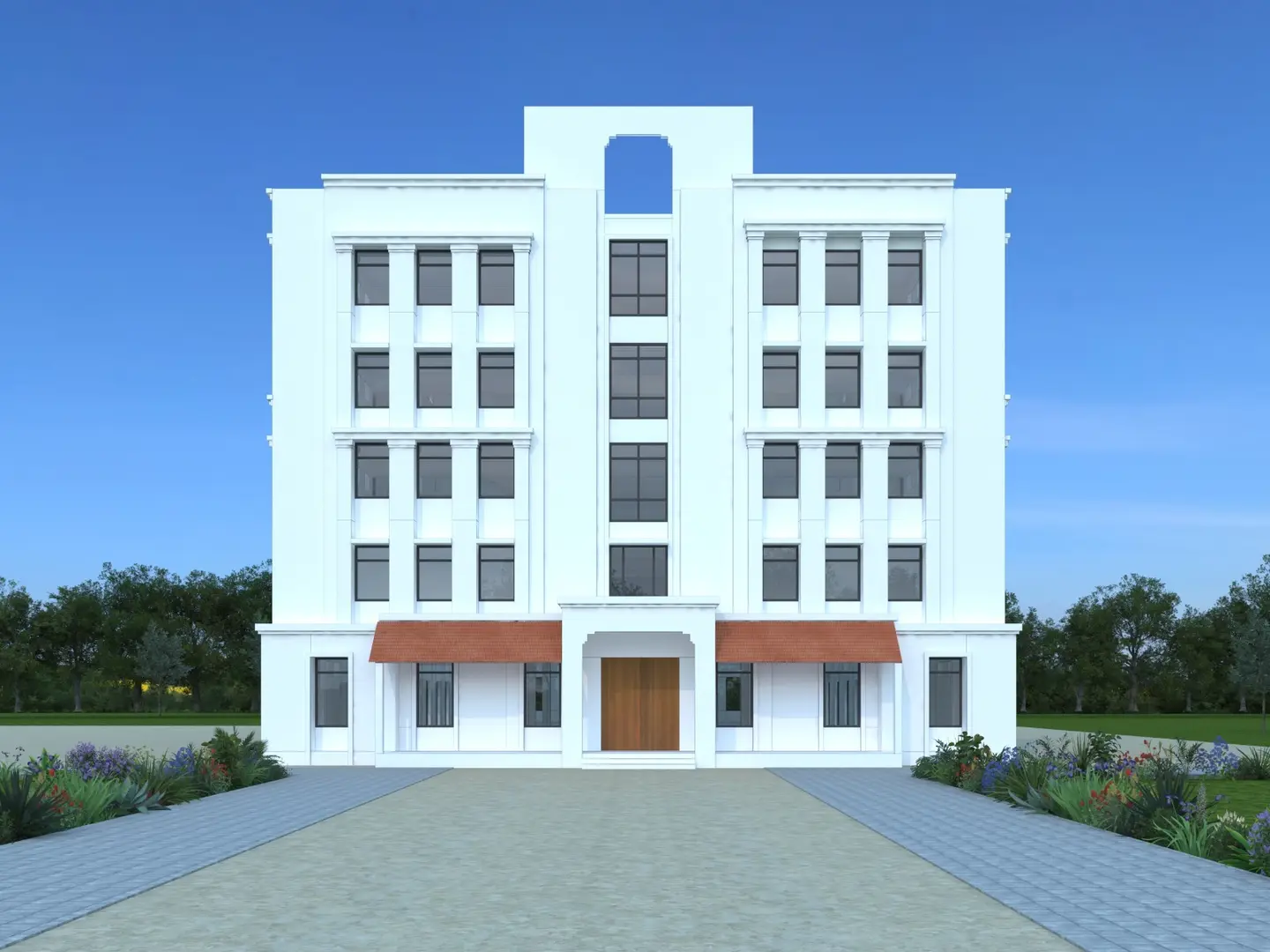 TCE ongoing hostel — architectural 3D render